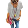 Loose T-Shirt Women V-Neck Summer Candy Color Tee