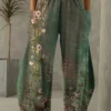 Floral Wide Leg Pants Women Loose Casual Trousers