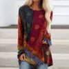 Boho Long Sleeve Tunic Blouse Plus Size Women