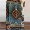 Ethnic Graphic Long Sleeve Casual T-shirt Women