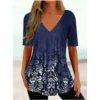 Women’s Oversized V-neck T-shirt Blouse Short Sleeve