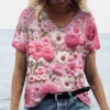 Floral Women’s V-Neck Oversized T-Shirt