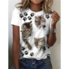 Older Women Clothing – Cute Kitten Print T-Shirt