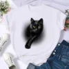 Cat Print T-Shirt Women – Cute Cartoon Graphic Tee