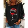 Older Women Clothing – Christmas Print Cotton Long Sleeve Top