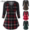 Large Discount Women’s Loose Plaid T-Shirt