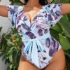 Plus Size Floral V-Neck Bikini Swimwear Set