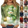 Christmas Women Sweatshirt Snowman Print Top