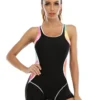 Plus Size Patchwork Sport One-Piece Swimsuit